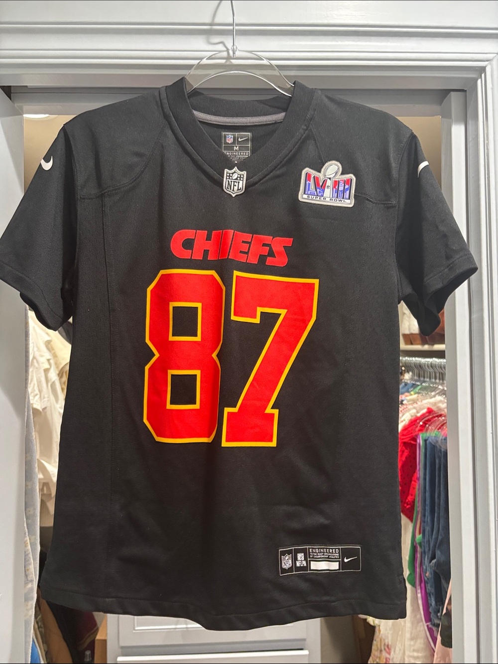 Nike Black Kansas City Chiefs #87 Jersey with Red and Yellow Accents